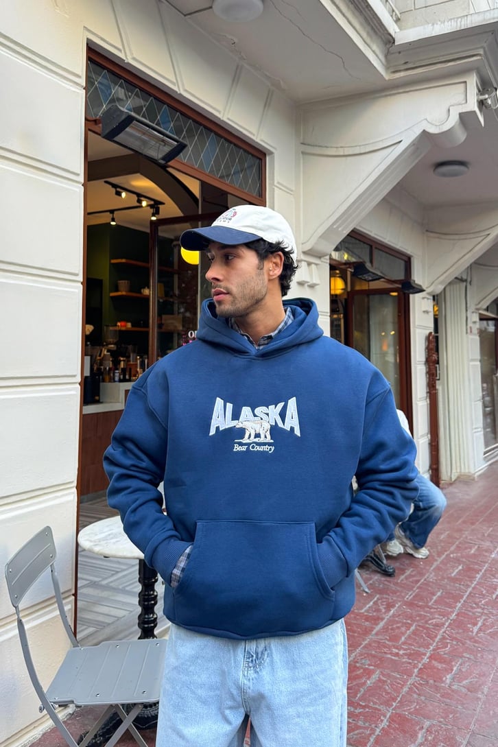 Alaska Nakışlı Oversize Hoodie
