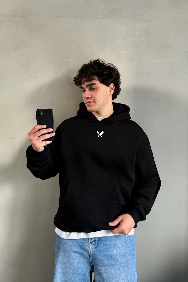 All İn Sırt  Baskılı Oversize Hoodie
