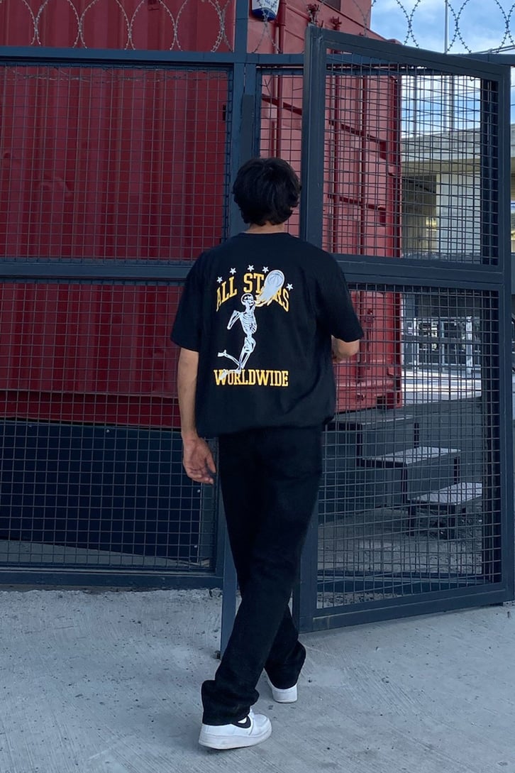 All Star Skeleton Baskılı Siyah Oversize Tshirt