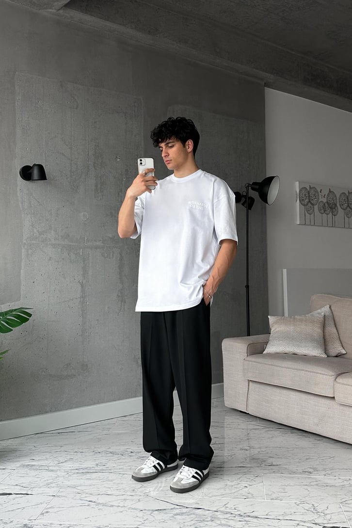 Alternative Baskılı Beyaz Oversize Tişört