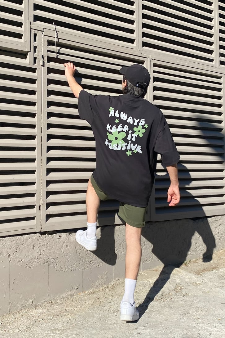 Always Keep Baskılı Oversize Tshirt