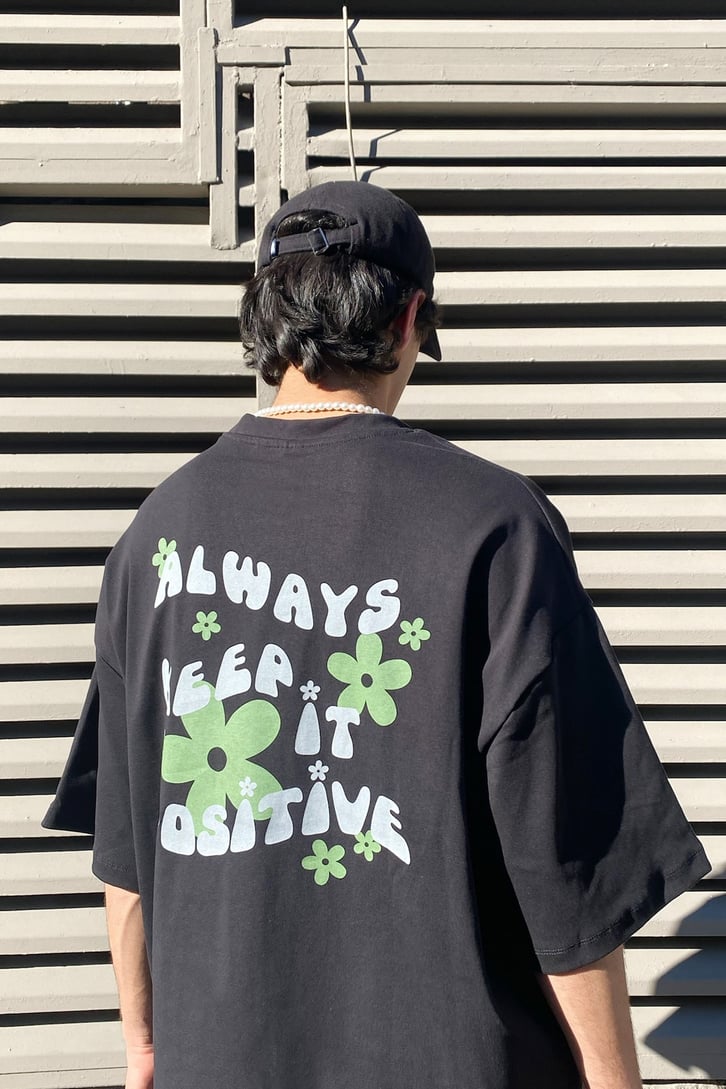 Always Keep Baskılı Oversize Tshirt