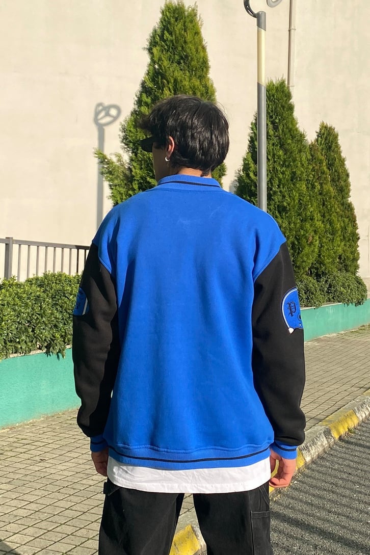 American Football Team Oversize Premium Blue Collage Jacket