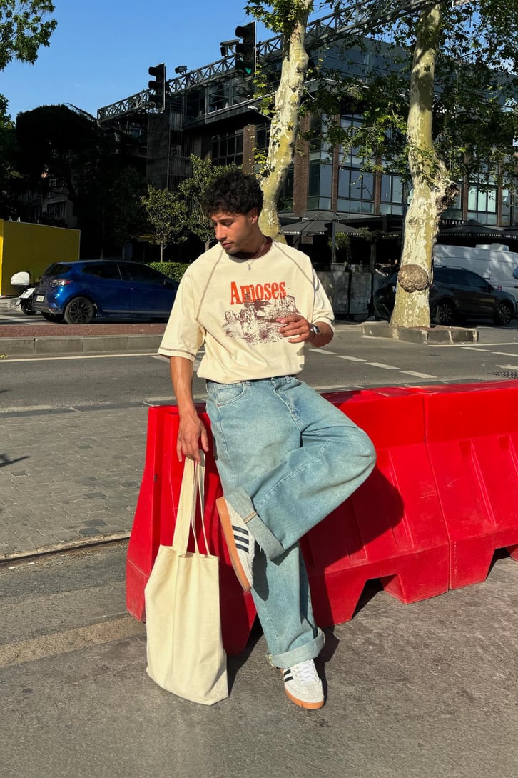Amoses Baskılı Oversize Tişört