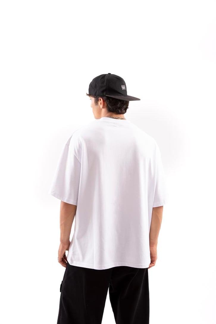 Amsterdam Baskılı Beyaz Oversize Tişört