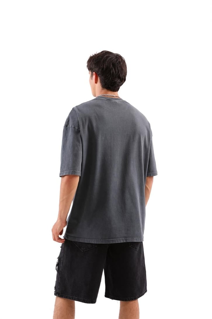 Anarchy Rulz Nakışlı Füme Oversize Tshirt