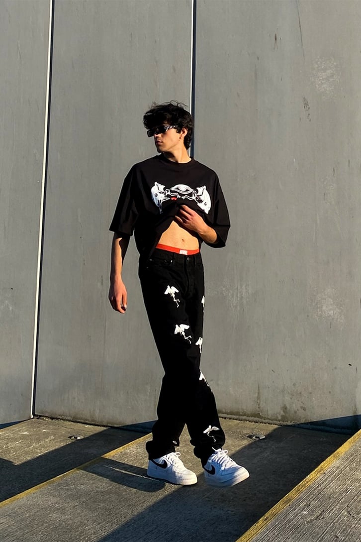 Angel Skeleton Siyah Losse Fit Jean
