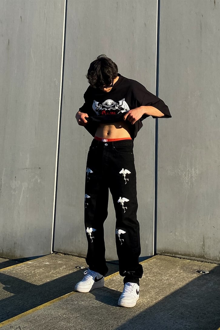 Angel Skeleton Siyah Losse Fit Jean