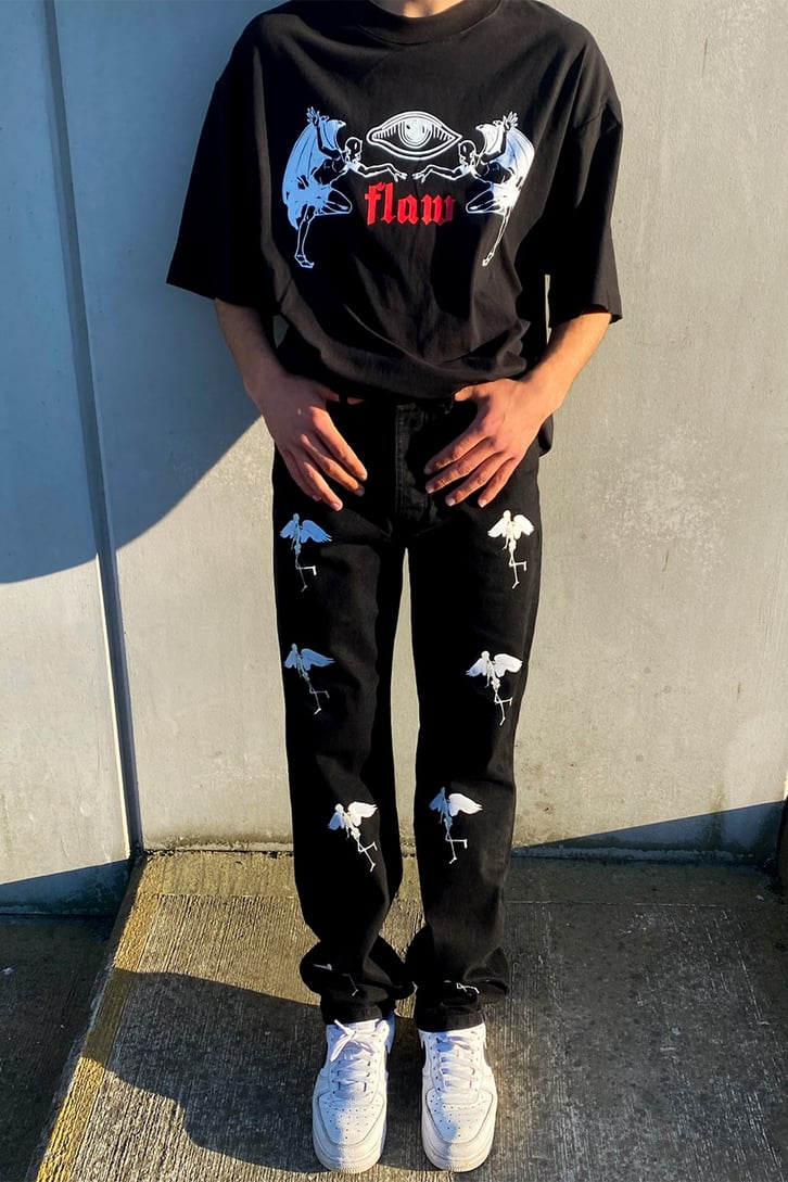 Angel Skeleton Siyah Losse Fit Jean