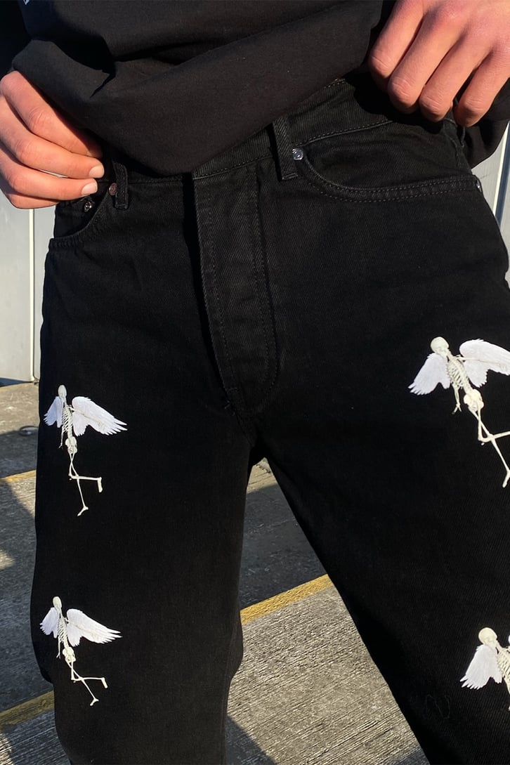 Angel Skeleton Siyah Losse Fit Jean