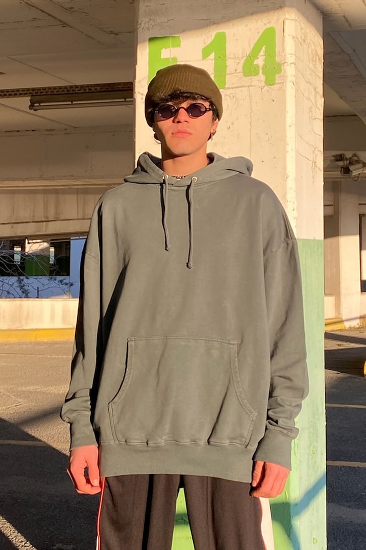 Antrasit Basic Oversize Hoodie