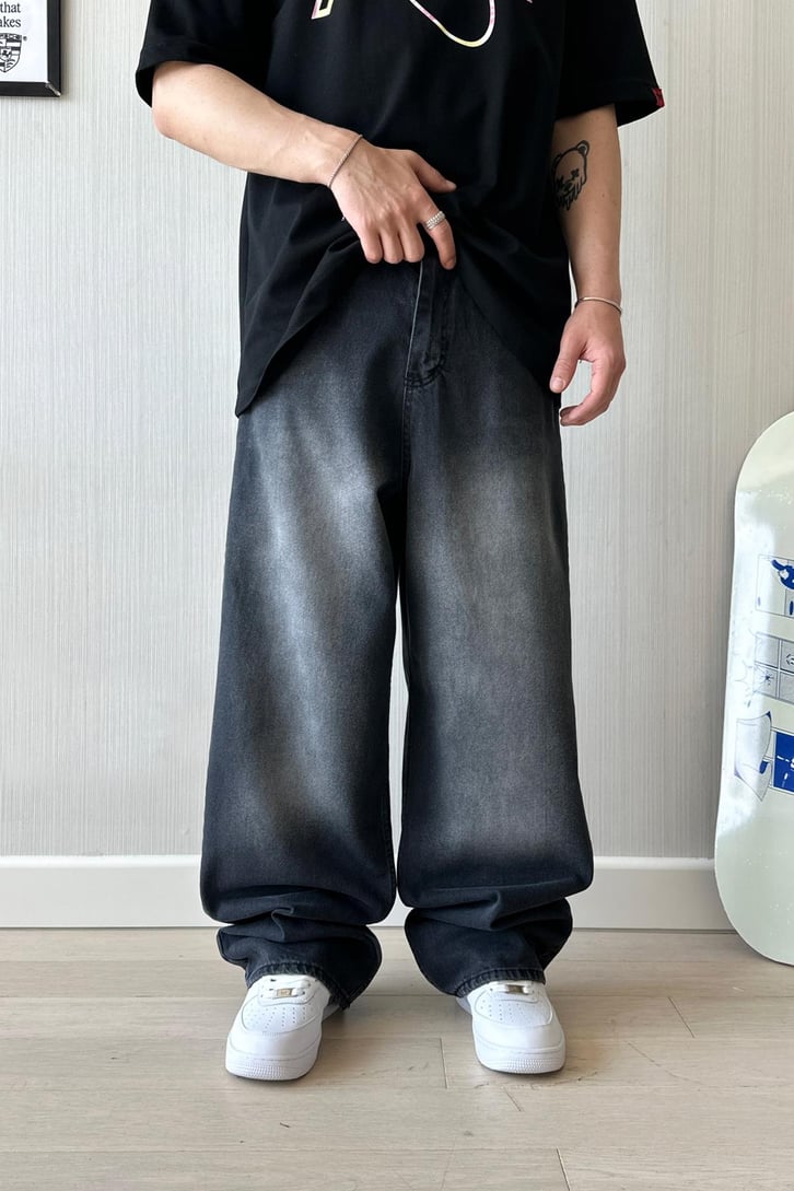 Antrasit Kar Yıkama Baggy Jean