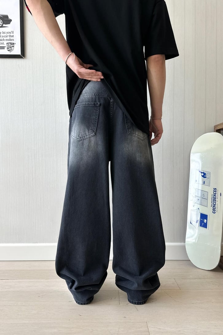 Antrasit Kar Yıkama Baggy Jean
