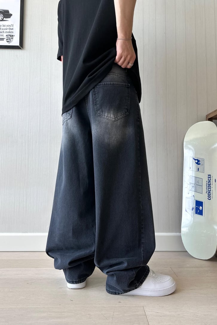Antrasit Kar Yıkama Baggy Jean