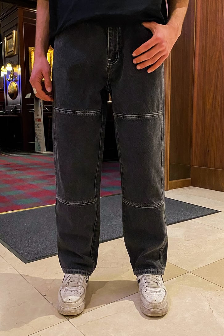 Antrasit Patchwork Basic Losse Fit Jean