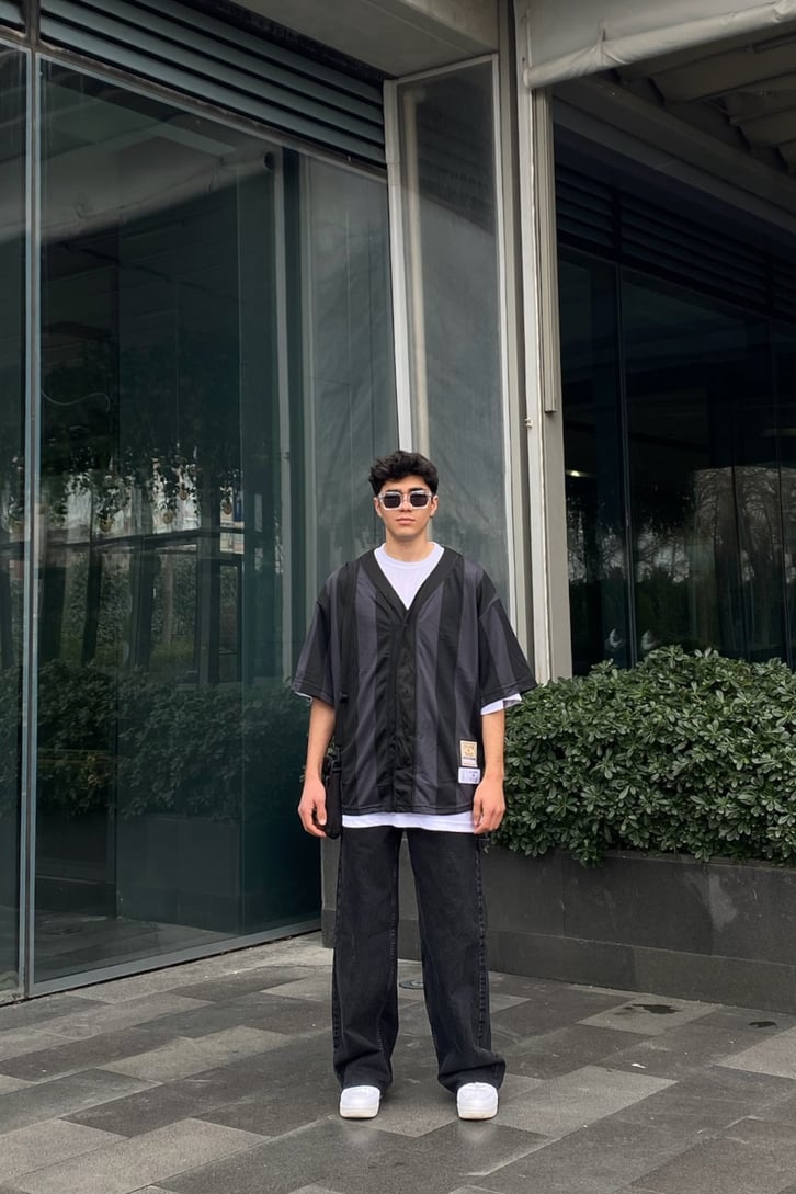 Antrasit Taşlamalı Basic Extra Baggy Jean