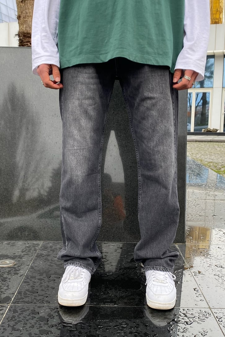 Antrasit Taşlamalı Premium Losse Fit Jean