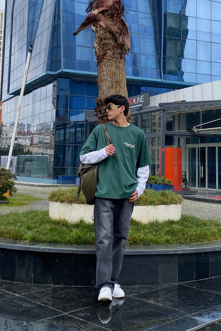 Antrasit Taşlamalı Premium Losse Fit Jean