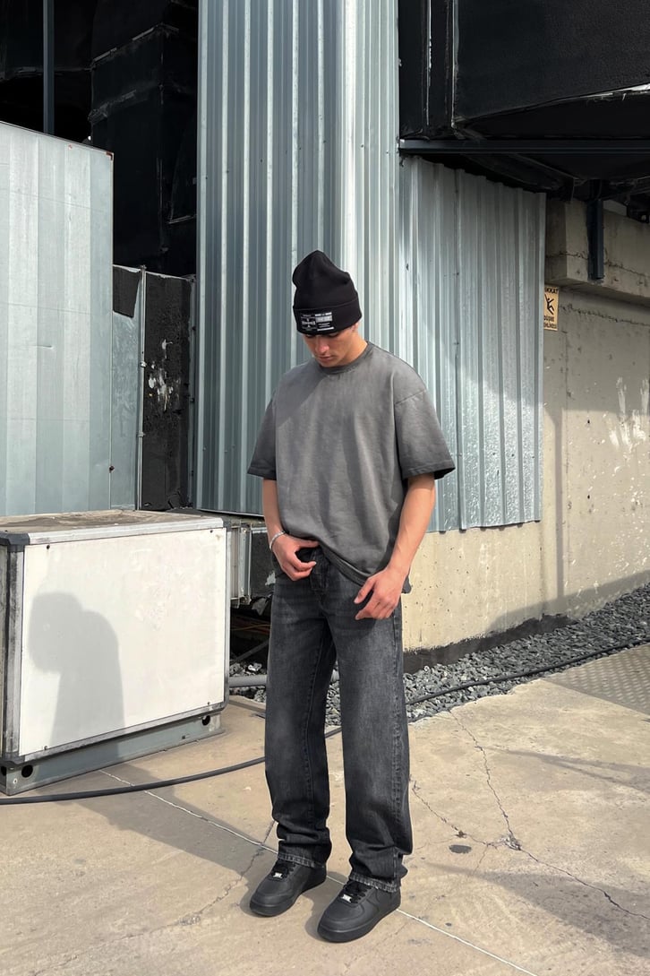 Antrasit Washed Baggy Jean