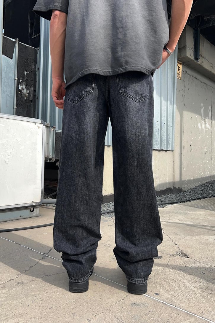 Antrasit Washed Baggy Jean