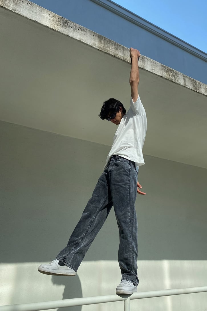 Antrasit Yıkamalı Baggy Jean