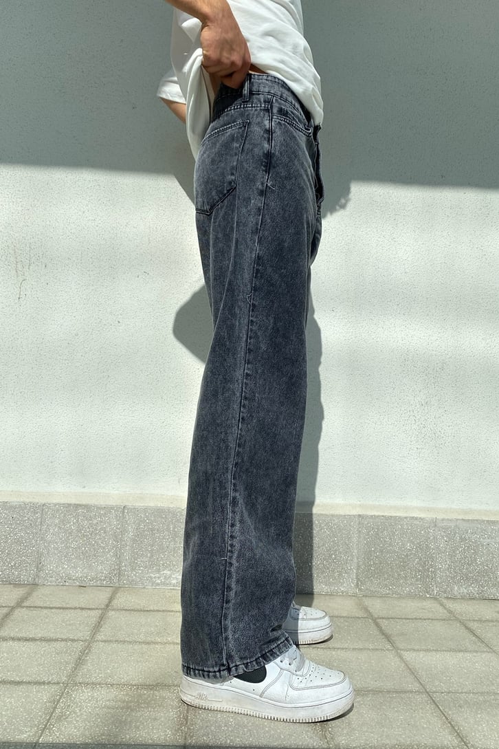 Antrasit Yıkamalı Baggy Jean