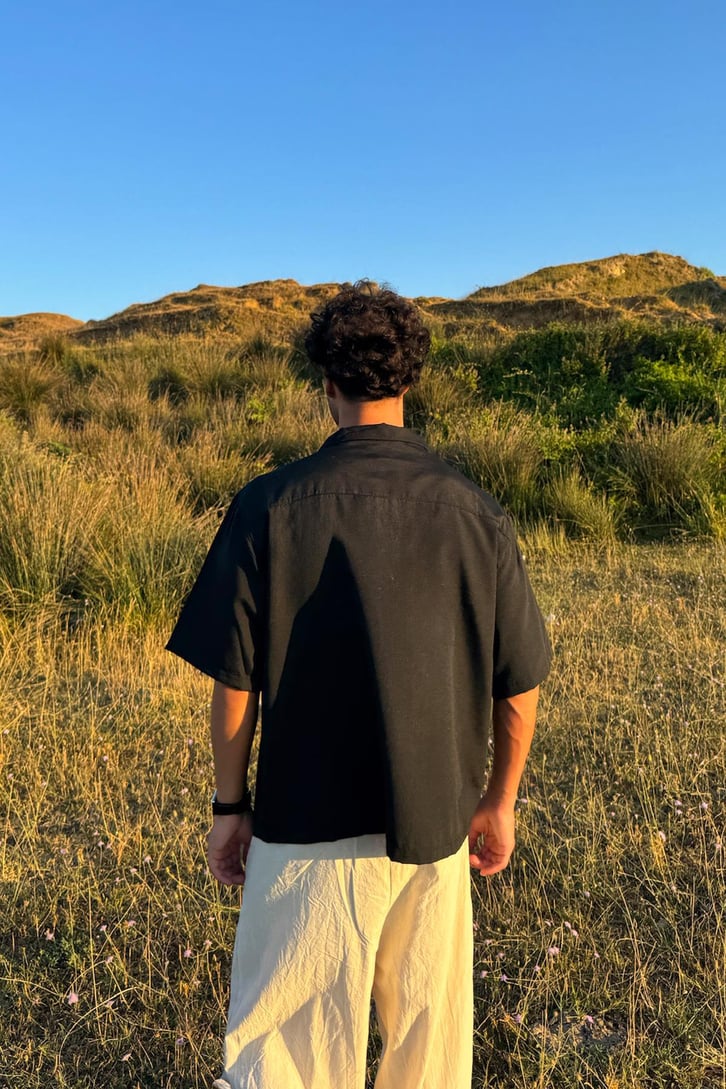 Apaş Yaka Oversize Kısa Kol Gömlek