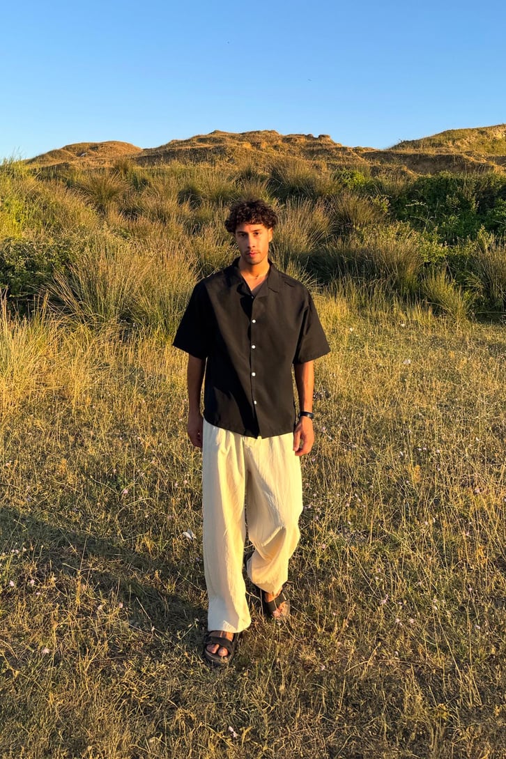 Apaş Yaka Oversize Kısa Kol Gömlek