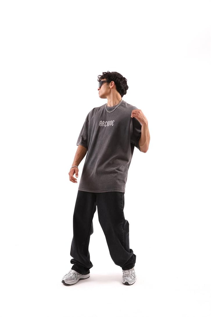 Archıve Baskılı Acid Wash Tshirt