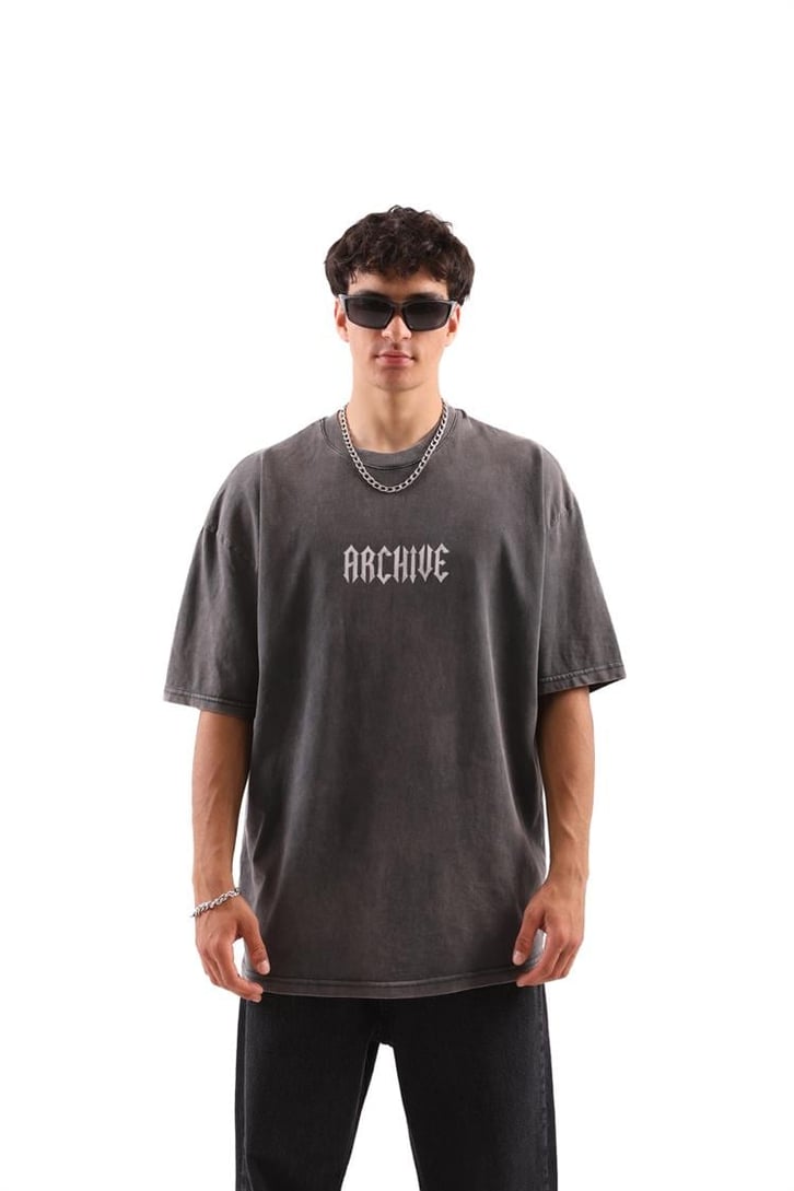 Archıve Baskılı Acid Wash Tshirt