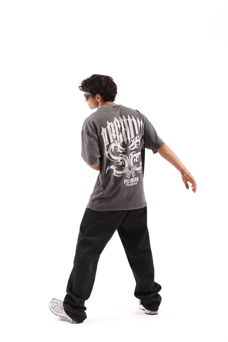 Archıve Baskılı Acid Wash Tshirt