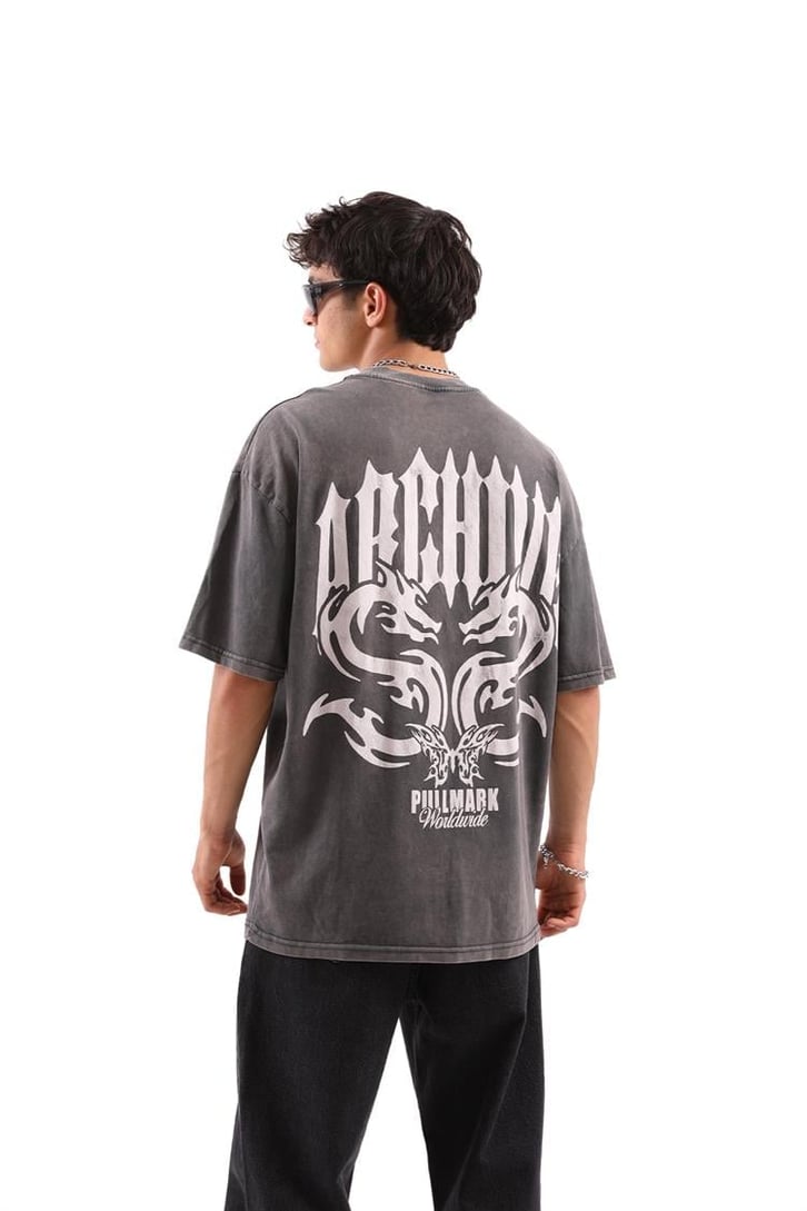 Archıve Baskılı Acid Wash Tshirt