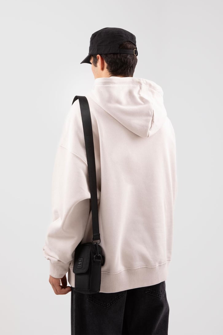 Arizona Baskılı Oversize Bej Hoodie