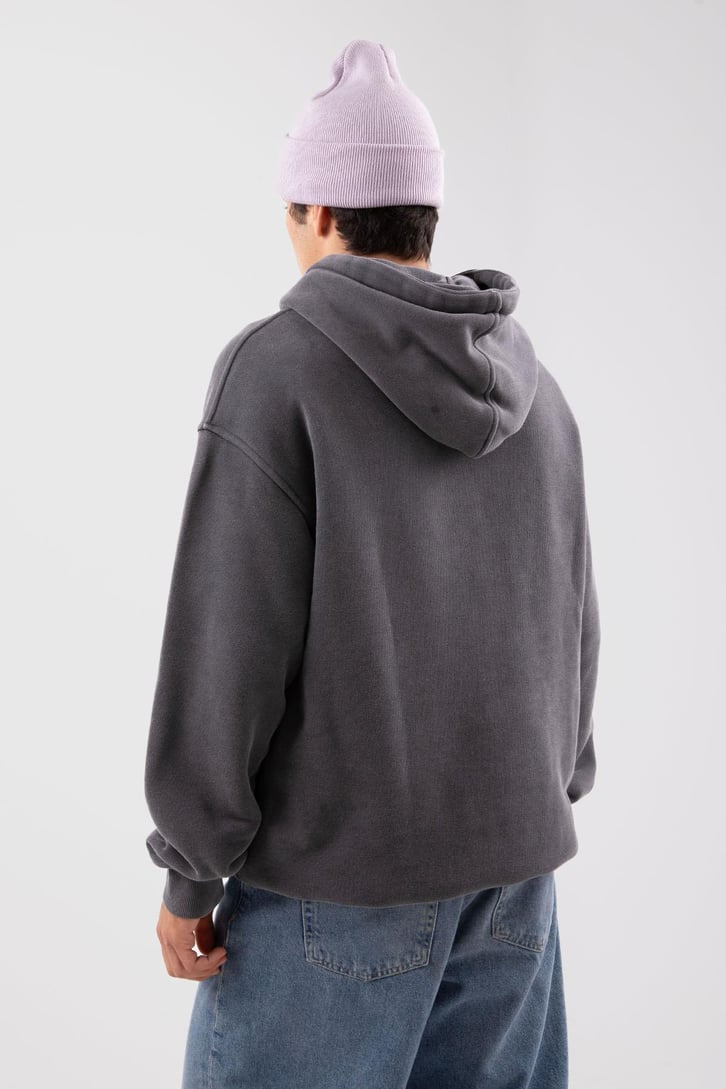 Arizona Eagle Baskılı Acid Wash Oversize Hoodie