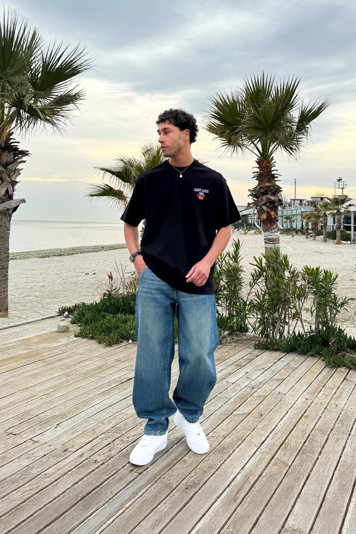Arka Kemer Detaylı Baggy Jean