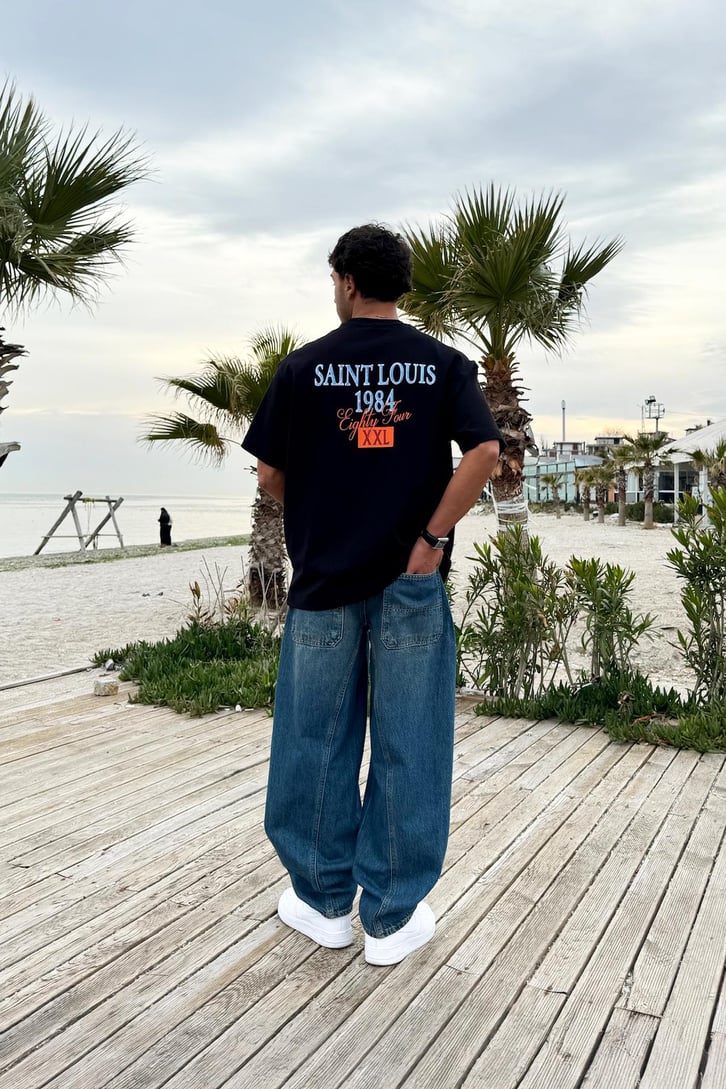 Arka Kemer Detaylı Baggy Jean