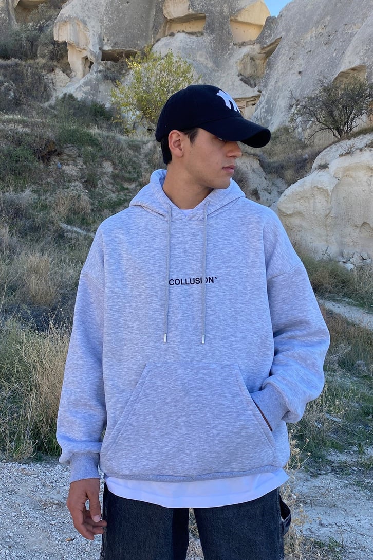 ARKASI ALEV BASKILI OVERSIZE HOODIE