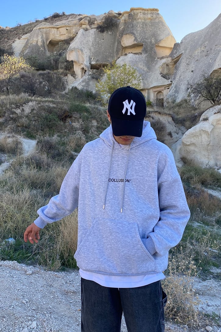 ARKASI ALEV BASKILI OVERSIZE HOODIE