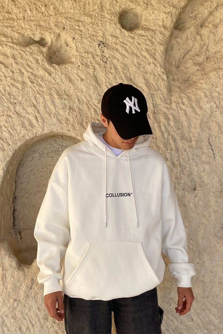 ARKASI ALEV BASKILI OVERSIZE HOODIE