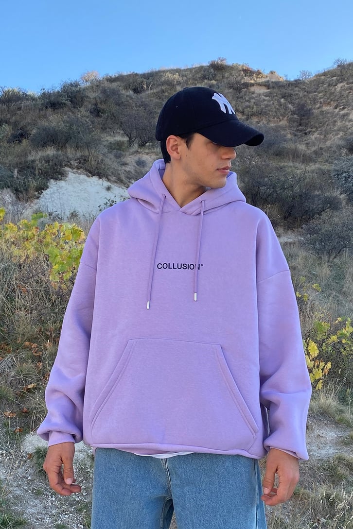 ARKASI ALEV BASKILI OVERSIZE HOODIE