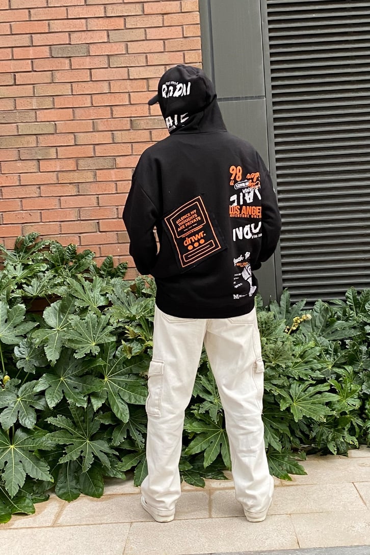ARKASI BASKILI OVERSIZE HOODIE