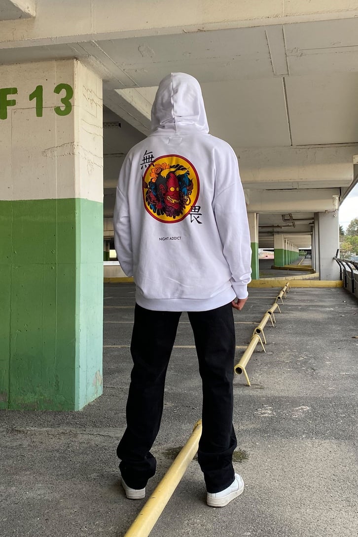 ARKASI İBLİS BASKILI OVERSIZE HOODIE