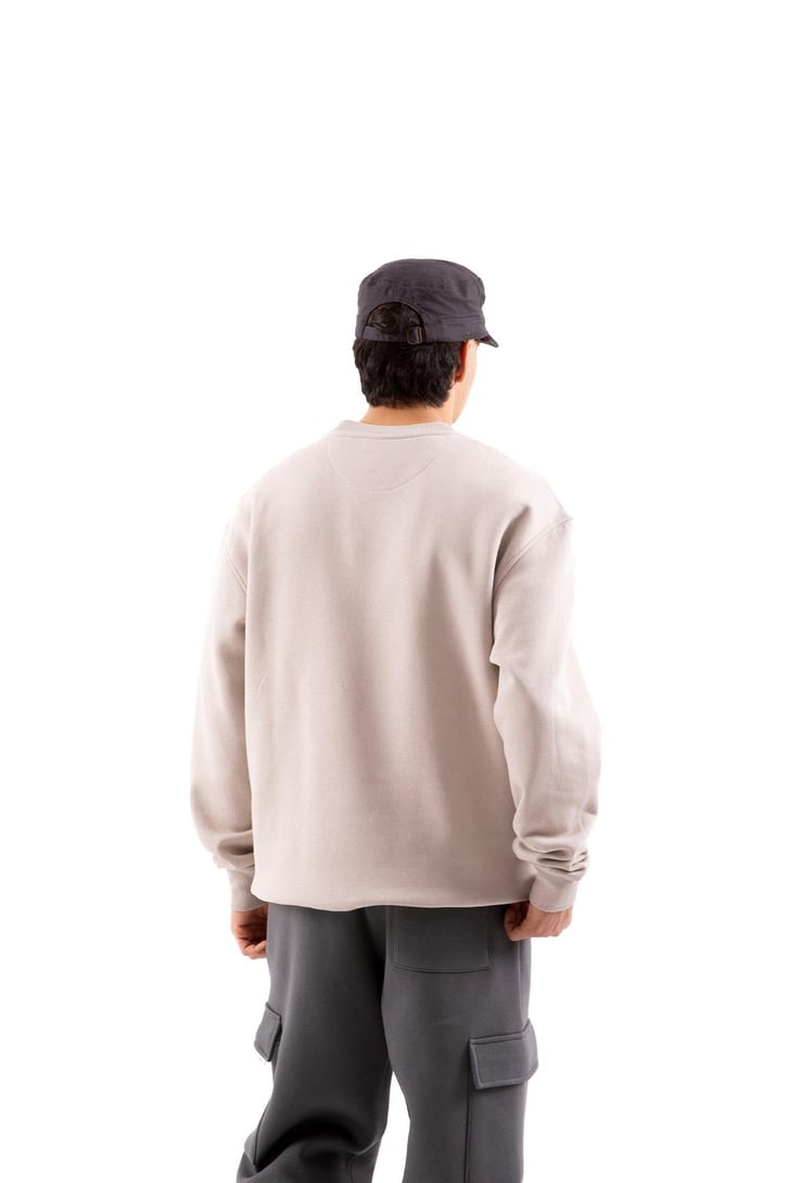 Ashes To Dust Baskılı Bej Oversize Sweatshirt
