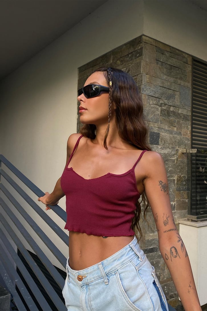 Askılı Basic Bebek Mavisi Crop