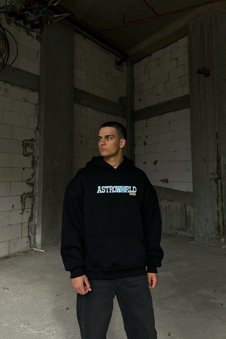 Astroworld Tour Siyah Oversize Sweatshirt