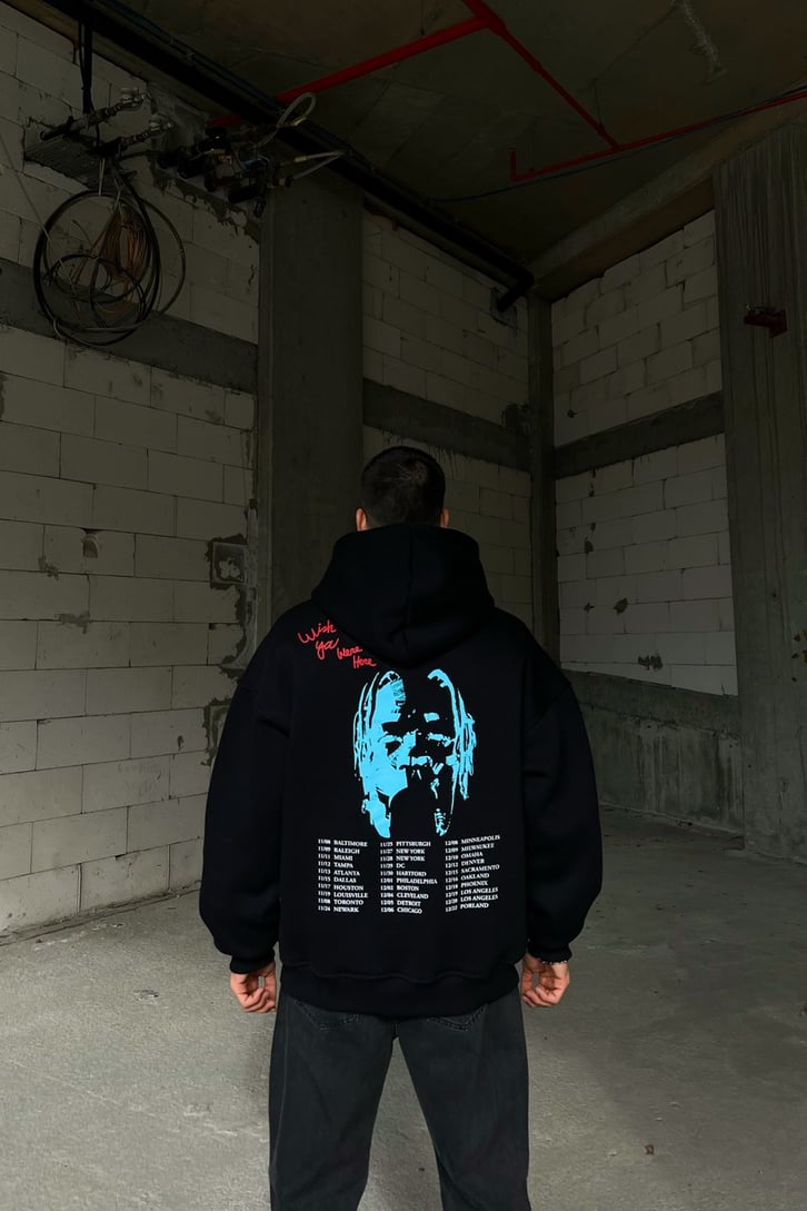 Astroworld Tour Siyah Oversize Sweatshirt