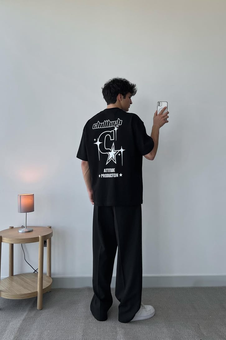 Attitude Production Baskılı Yeşil Oversize Tişört