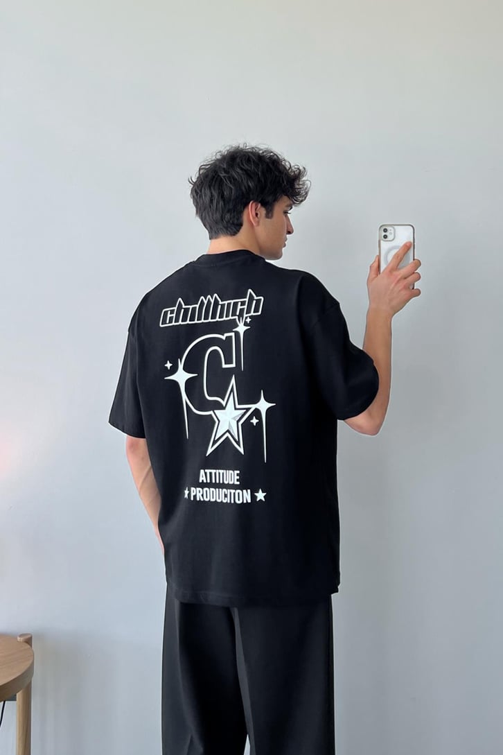Attitude Production Baskılı Yeşil Oversize Tişört