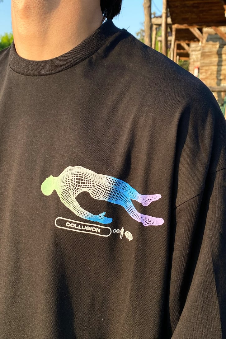 Aura Sırt Baskılı Siyah Oversize Tshirt