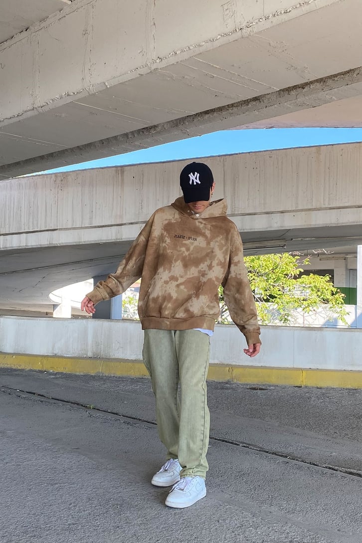 AY ÇİÇEĞİ BASKILI BATİK OVERISZE HOODIE
